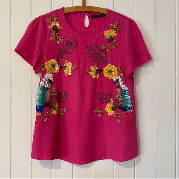 ebony eve Tops - EBONY EVE | embroidered pink blouse